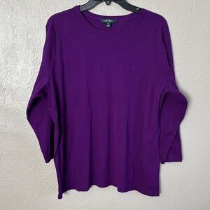 Lauren Ralph Lauren Purple 3/4 Sleeve Top Women’s Plus Size 3X